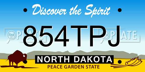 854TPJ North Dakota License Plate