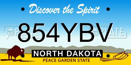 854YBV North Dakota License Plate