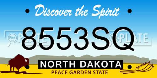 8553SQ North Dakota License Plate