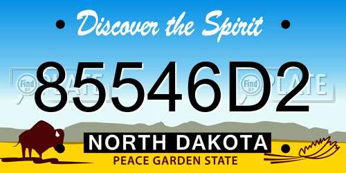 85546D2 North Dakota License Plate