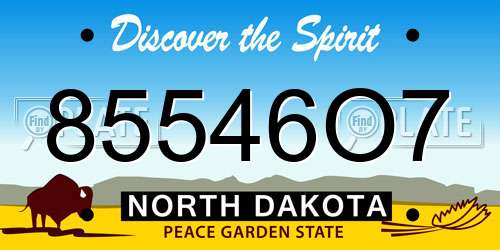 85546O7 North Dakota License Plate