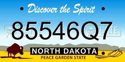 85546Q7 North Dakota License Plate