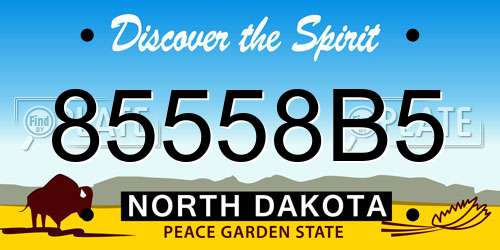 85558B5 North Dakota License Plate