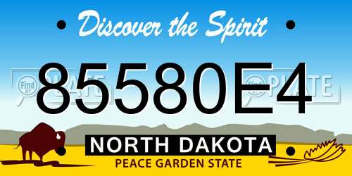 85580E4 North Dakota License Plate