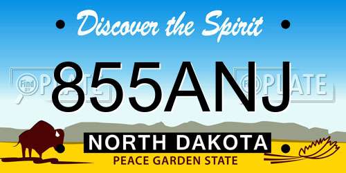 855ANJ North Dakota License Plate