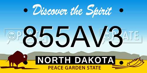 855AV3 North Dakota License Plate