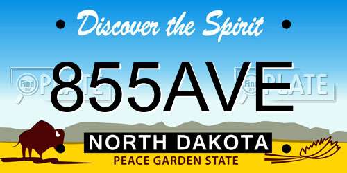855AVE North Dakota License Plate