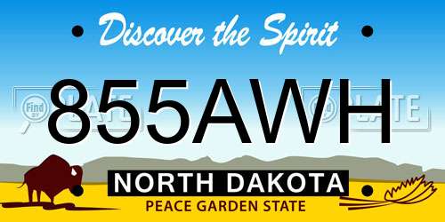 855AWH North Dakota License Plate