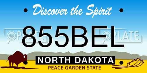 855BEL North Dakota License Plate