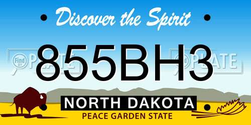 855BH3 North Dakota License Plate