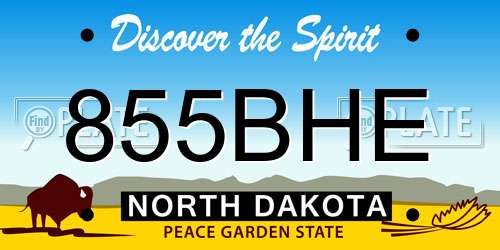 855BHE North Dakota License Plate