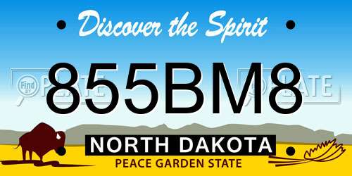 855BM8 North Dakota License Plate