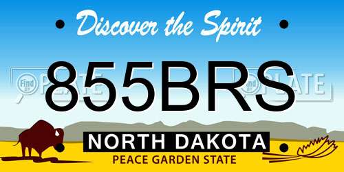 855BRS North Dakota License Plate