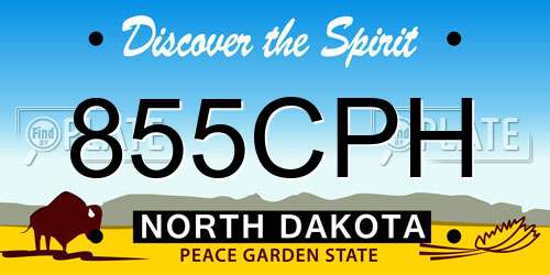 855CPH North Dakota License Plate