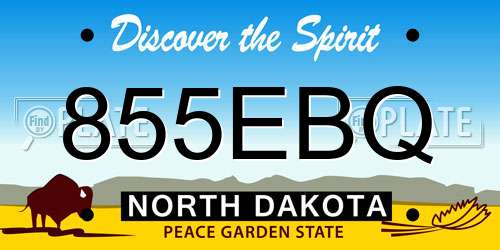 855EBQ North Dakota License Plate