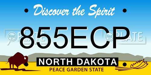 855ECP North Dakota License Plate