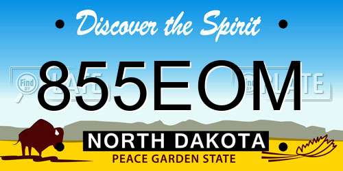 855EOM North Dakota License Plate