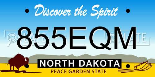 855EQM North Dakota License Plate
