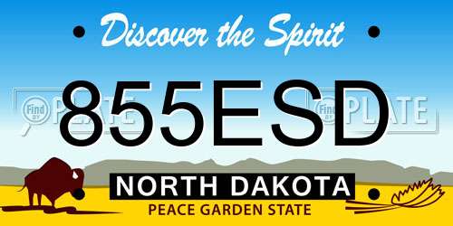 855ESD North Dakota License Plate