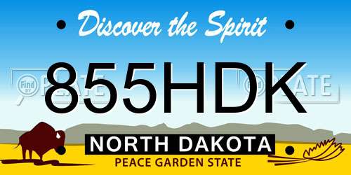 855HDK North Dakota License Plate