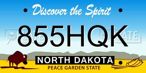 855HQK North Dakota License Plate