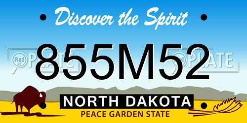 855M52 North Dakota License Plate