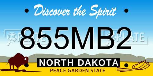855MB2 North Dakota License Plate