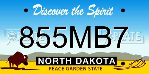 855MB7 North Dakota License Plate