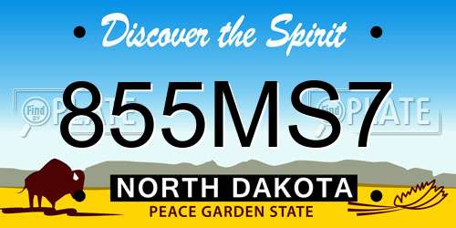 855MS7 North Dakota License Plate
