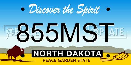 855MST North Dakota License Plate