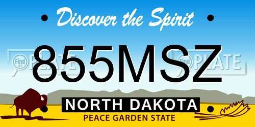 855MSZ North Dakota License Plate
