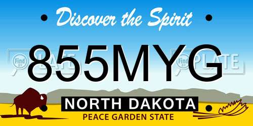 855MYG North Dakota License Plate