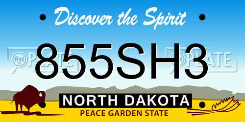 855SH3 North Dakota License Plate