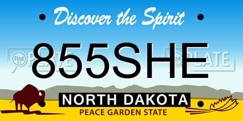 855SHE North Dakota License Plate