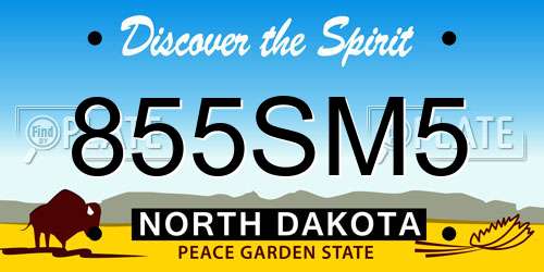 855SM5 North Dakota License Plate