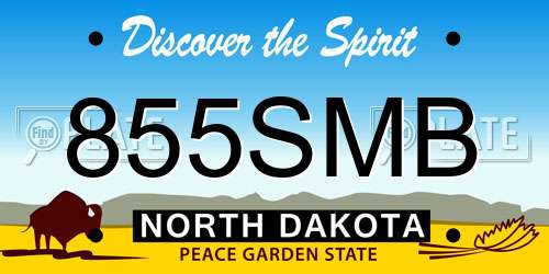 855SMB North Dakota License Plate