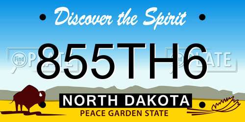 855TH6 North Dakota License Plate
