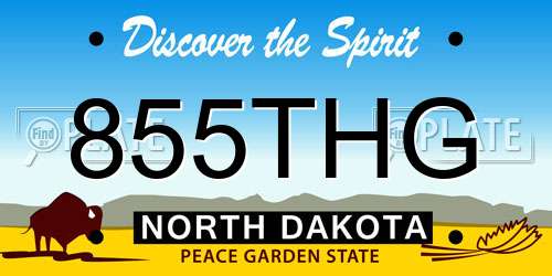 855THG North Dakota License Plate
