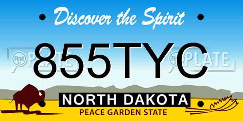 855TYC North Dakota License Plate
