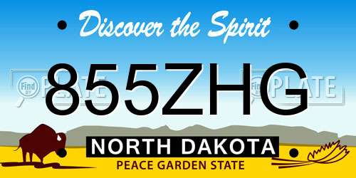 855ZHG North Dakota License Plate