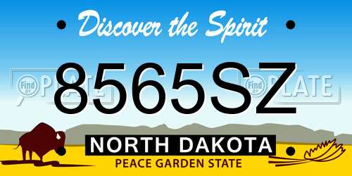 8565SZ North Dakota License Plate
