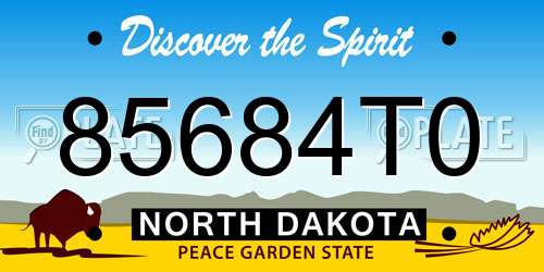 85684T0 North Dakota License Plate