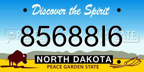 85688I6 North Dakota License Plate