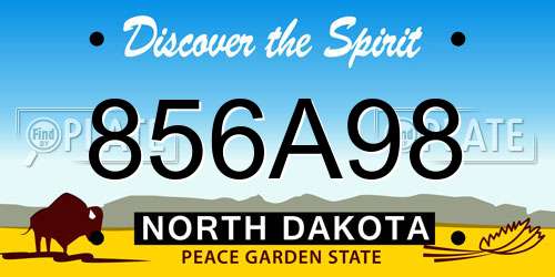 856A98 North Dakota License Plate