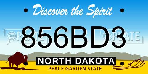 856BD3 North Dakota License Plate