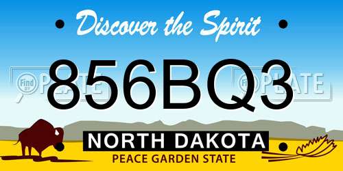 856BQ3 North Dakota License Plate