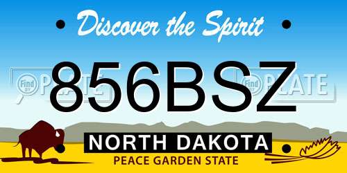 856BSZ North Dakota License Plate