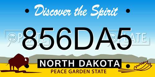 856DA5 North Dakota License Plate
