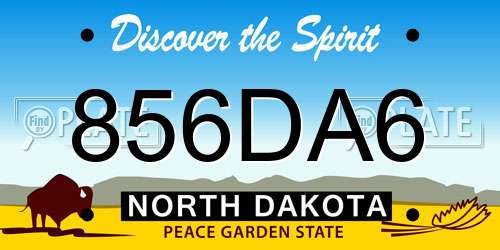 856DA6 North Dakota License Plate