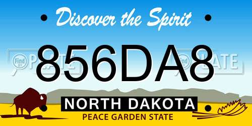 856DA8 North Dakota License Plate